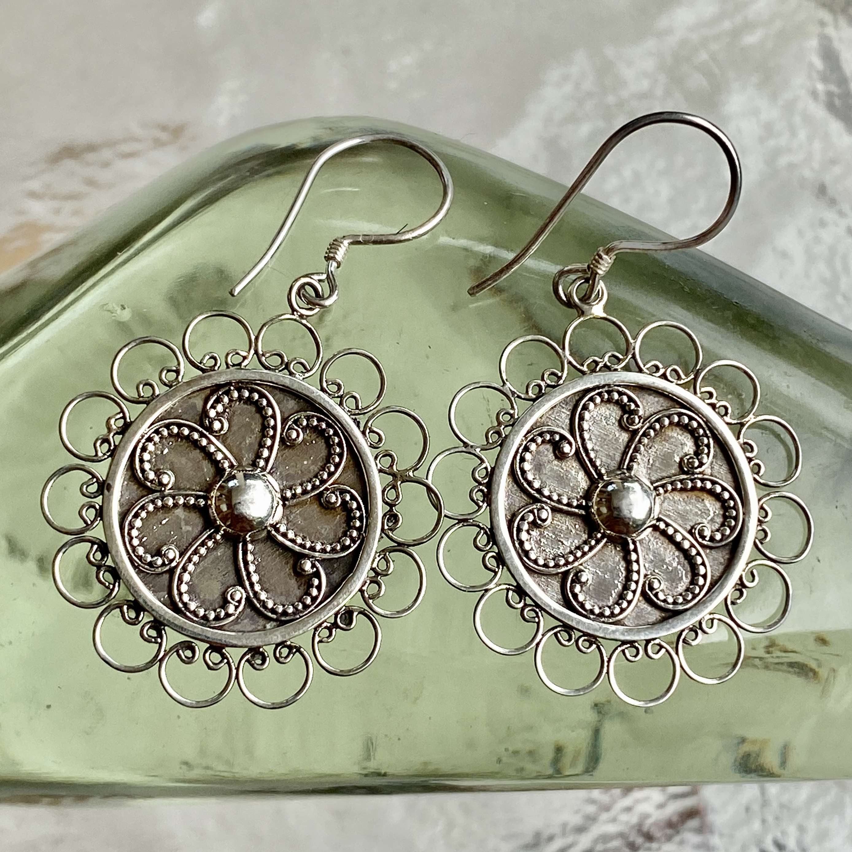 (HANDMADE 925 BALI STERLING SILVER EARRINGS)